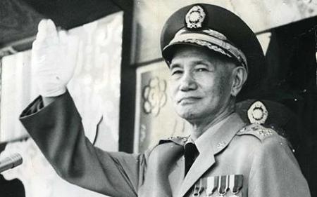 Chiang Kai Shek  reviews a military parade in Taipei.